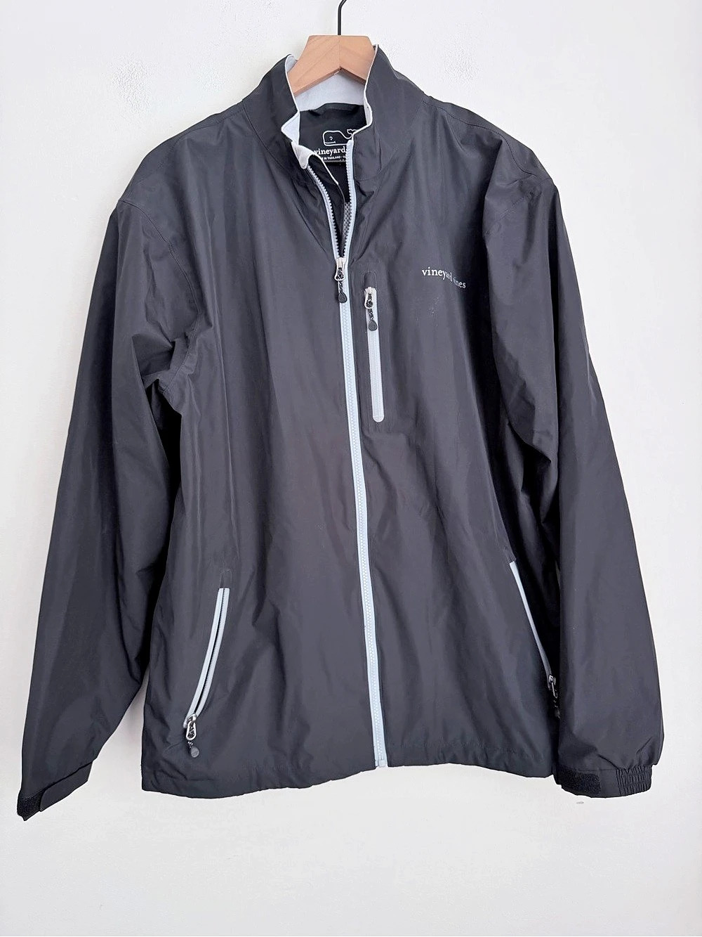 Vineyard Vines On-the-Go Packable Rain Shell Gray Jacket Medium